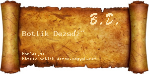 Botlik Dezső névjegykártya